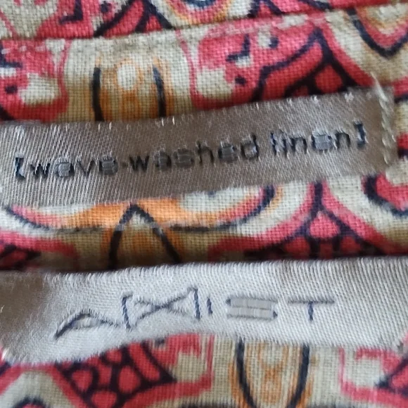 A[X]IST Linen "Hawaiian" Short Sleeve Shirt size XL, Brown and Red Asian Design - Picture 6 of 9
